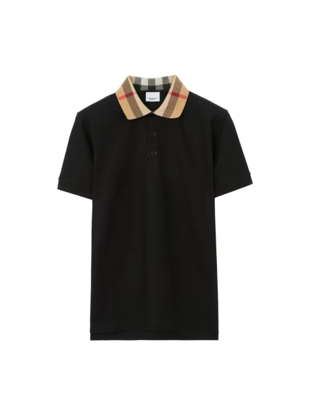 Koszulka polo Burberry z krótkim rękawem czarna