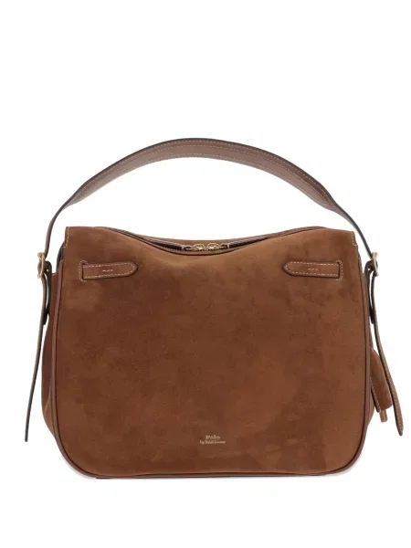 Geantă Polo Ralph Lauren din piele de căprioară maro
