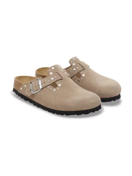 Klapki Birkenstock skórzane beżowe