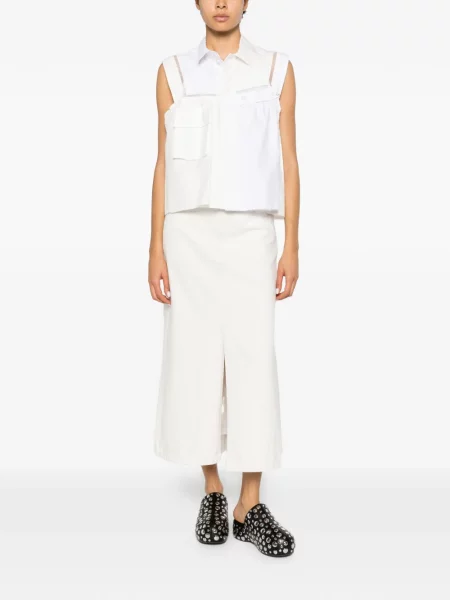 Top Sacai asimetric alb