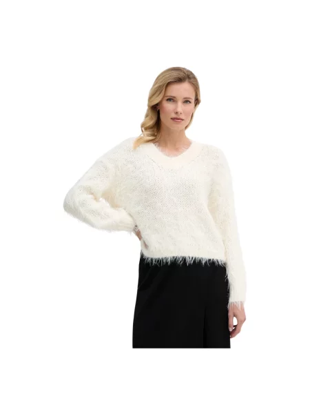 Sweter Oui wełniany beżowy