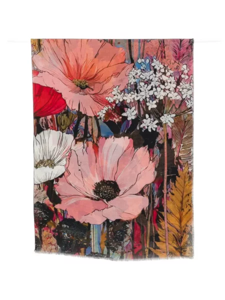 Fular D'aniello cu model floral cu imagine roz