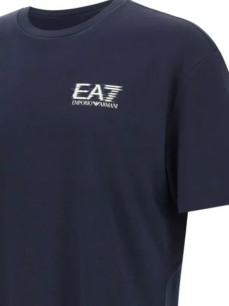 Μπλούζα Ea7 Emporio Armani με σχέδιο με στρογγυλή λαιμόκοψη μπλε