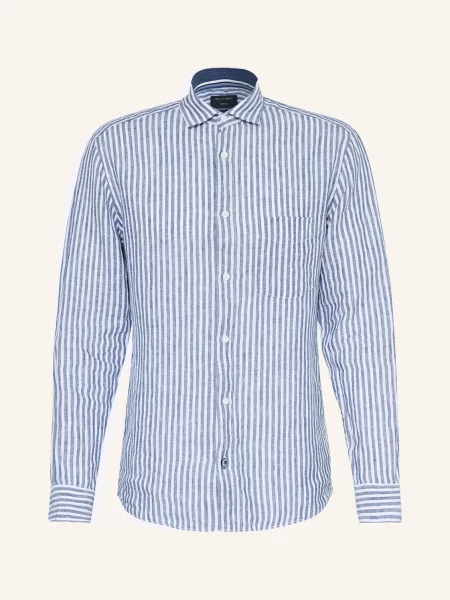 Olymp Lněná Košile Casual Regular Fit bílá/ modrá bílá