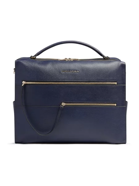Torebka skórzana Piquadro skórzana niebieska