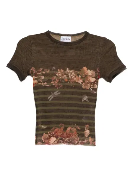 Tricou Jean Paul Gaultier cu model floral cu imagine maro