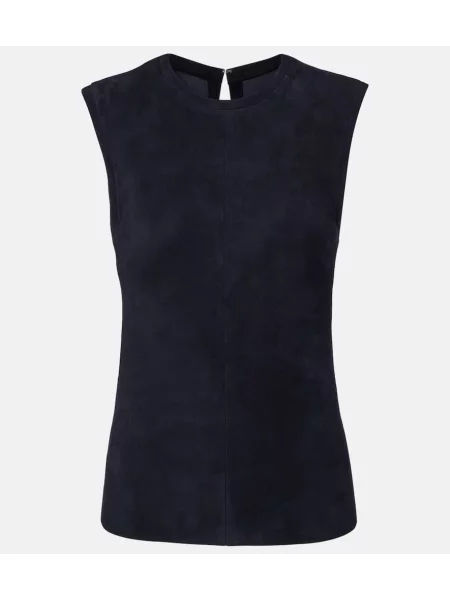 Top Stouls din piele de căprioară albastru