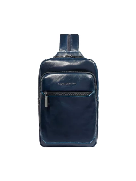 Torba crossbody Piquadro skórzana niebieska
