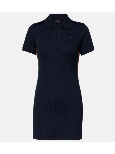Rochie Gucci cu dungi tricotate albastru