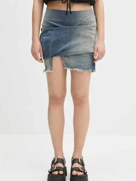 Rick Owens DRKSHDW fustă jeans Draped Mini mini creion
