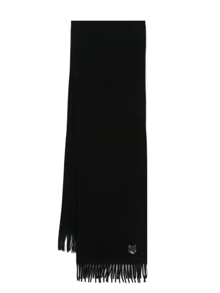 Fular Maison Kitsune cu broderie de lână negru