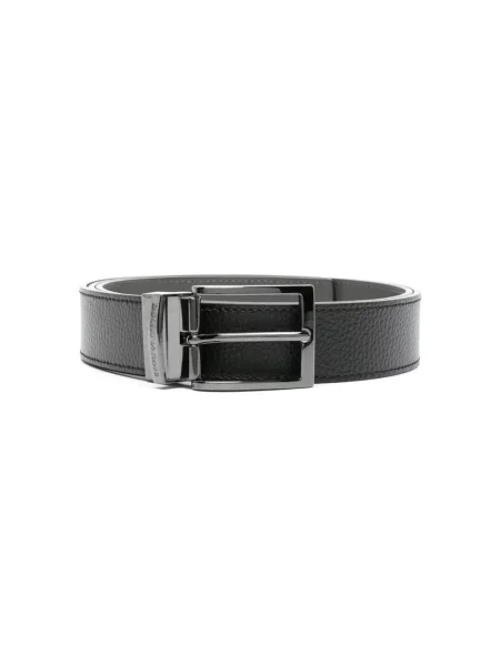 Pasek Emporio Armani skórzany z nadrukiem dwustronny niebieski