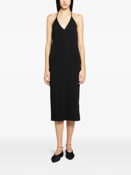 Rochie midi Jil Sander fără mâneci până la genunchi de costum negru