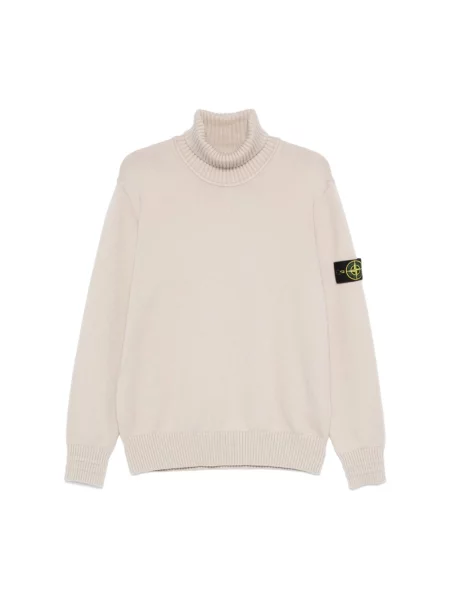 Dzianinowy sweter Stone Island casual z kamieniami beżowy