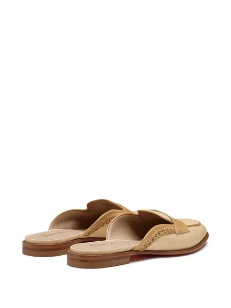 Papuci tip mules Santoni din piele fără toc țesuți
