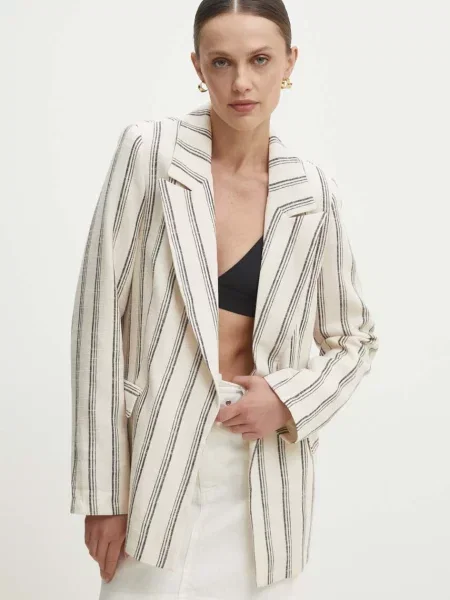 Сако Answear Lab без закопчаване с десен бежово