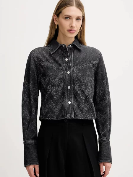 BOSS Orange cămașă jeans cu guler clasic regular gri