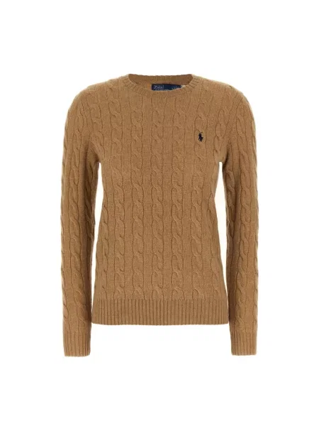 Polo Ralph Lauren Sweter z zawartością kaszmiru Kobiety Kaszmir beżowy jednolity S brązowy
