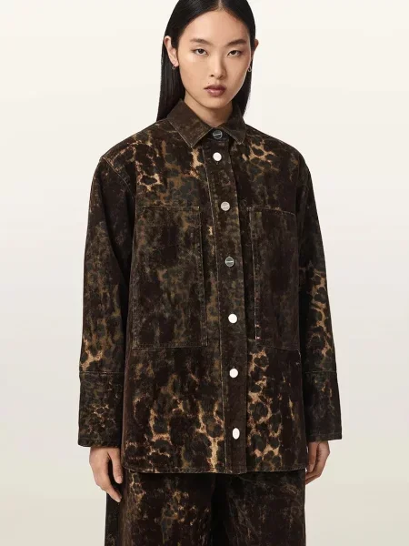 AllSaints cămașă pentru femei din denim EDEN FLOCK maro
