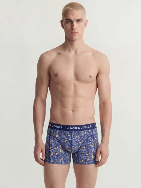 JACK & JONES Boxerky JACKEVIN tmavomodrá / zlatá žltá biela