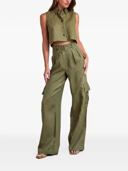 Cu centură pantaloni cargo Hevron verde