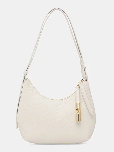 Furla torebka skórzana Goccia S Shoulder Bag beżowa