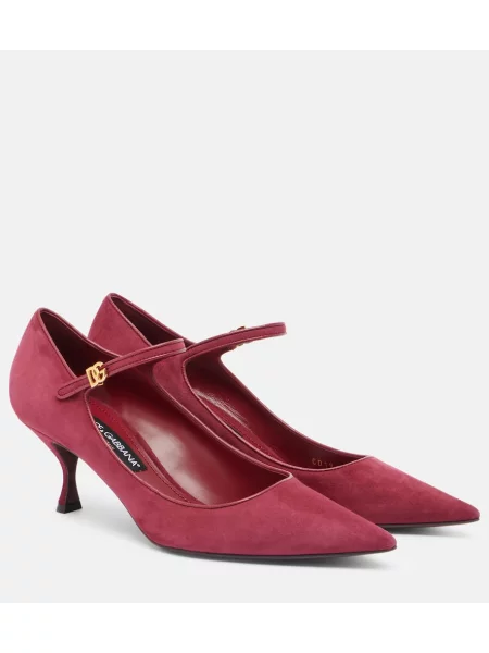 Pantofi cu toc Dolce&gabbana din piele de căprioară bordo