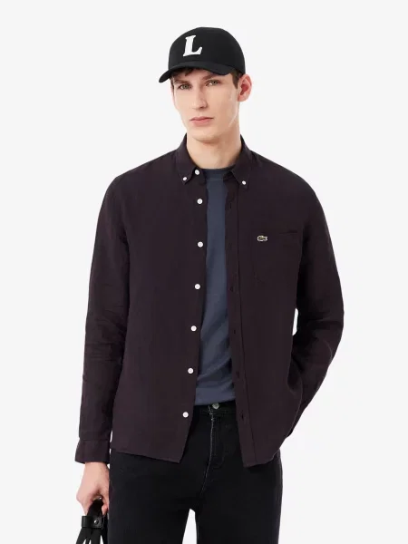 Лляна Сорочка повсякденна Lacoste коричневий