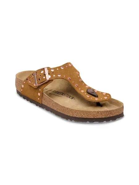 Birkenstock Gizeh Rivets Suede Leather Regular Fit Mink Kobiety Sandały Birkenstock Size: brązowy