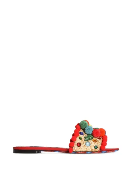 Papuci de casă Dolce & Gabbana cu pompoane roșu
