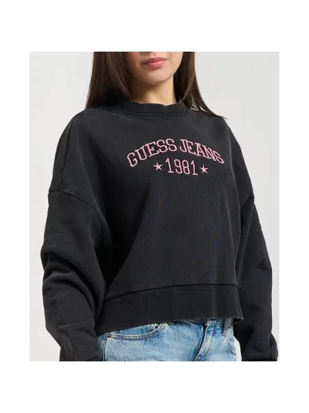 Guess Bluzy Kobieta S Bluza z haftowanym logo czarny
