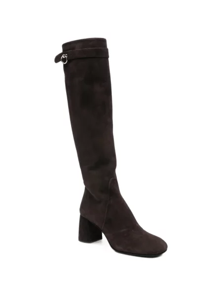 Botine Poeve din piele de căprioară cu cataramă maro