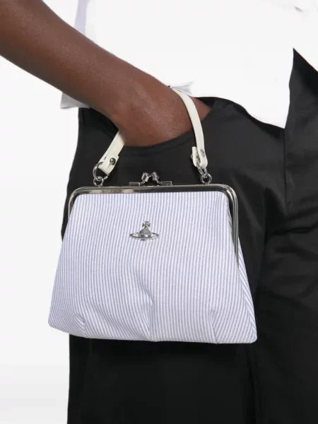 Ριγέ τσάντα shopper Vivienne Westwood λευκό