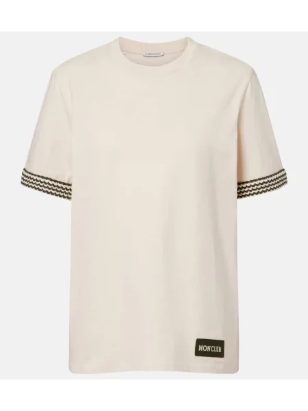 Tricou Moncler din jerseu bej