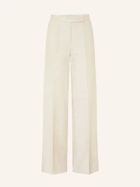 Max Mara Lněné Kalhoty Ginnico světle hnědá