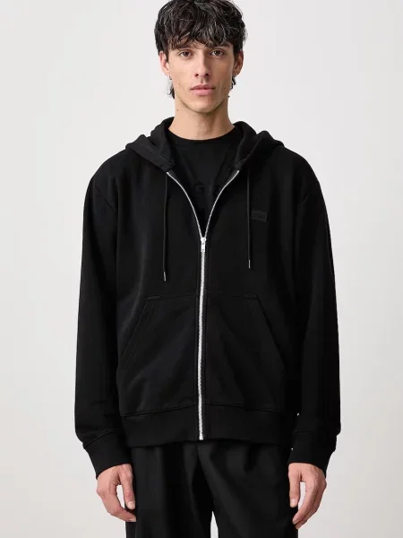 Maison Margiela bluza rozpinana z kapturem z bawełną czarna