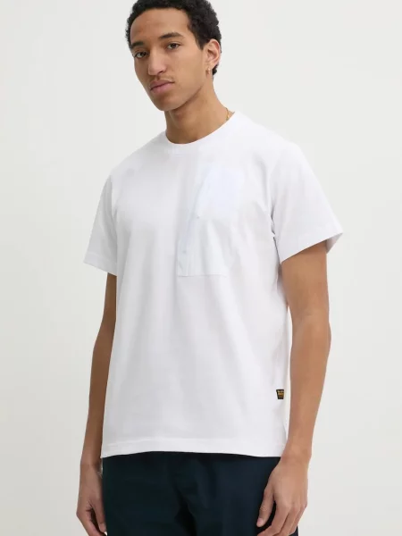 Тениска G-Star Raw с изчистен дизайн бяло