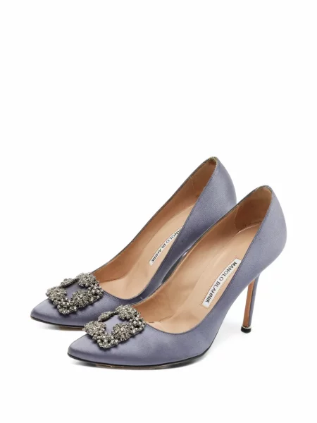 Pantofi cu toc Manolo Blahnik cu cataramă albastru