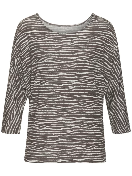 LASCANA Tricou crem / închis gri