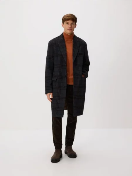 Reserved Пальто з тканини з додаванням вовни темно-синій синє