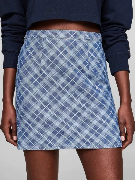 Клетчатая джинсовая юбка Tommy Jeans синяя