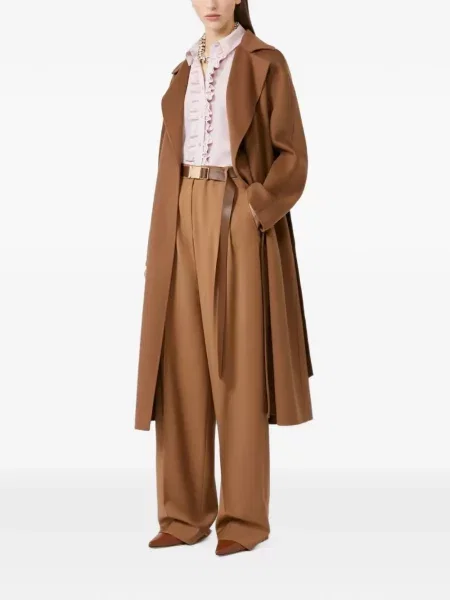 Cu centură palton Max Mara de lână plic maro