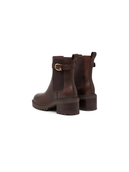 Čizme Tommy Hilfiger Block Heel Buckled Chelsea Boot Tamno smeđa