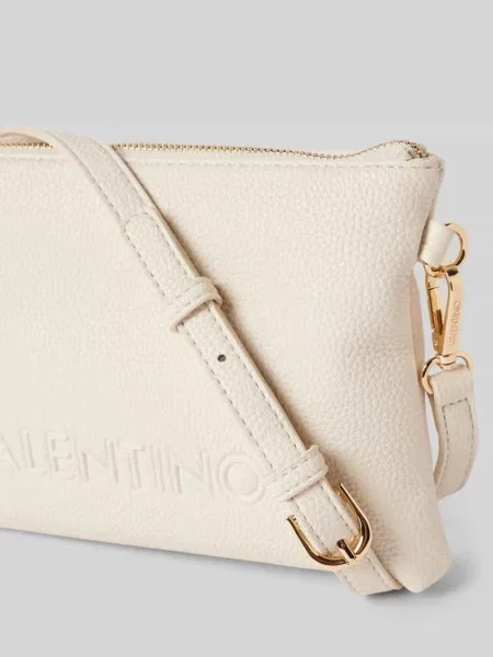 Lniana torebka Valentino Bags beżowa