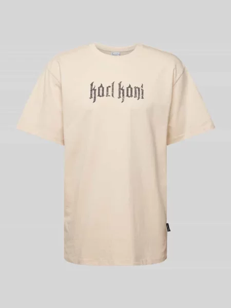 T-shirt z nadrukiem z logo model ‘Signature’ Karl Kani beżowa