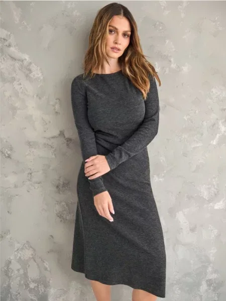 Міді в'язана сукня темно-сірий сіра