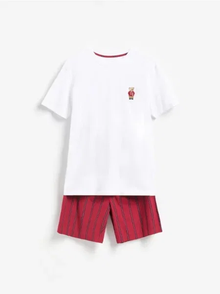 Reserved Pijama din două piese cu broderie alb