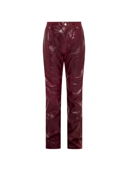 Pantaloni Martine Rose din piele roșu