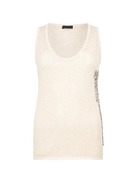 Podkoszulka Liu Jo z siateczką z kamieniami biała