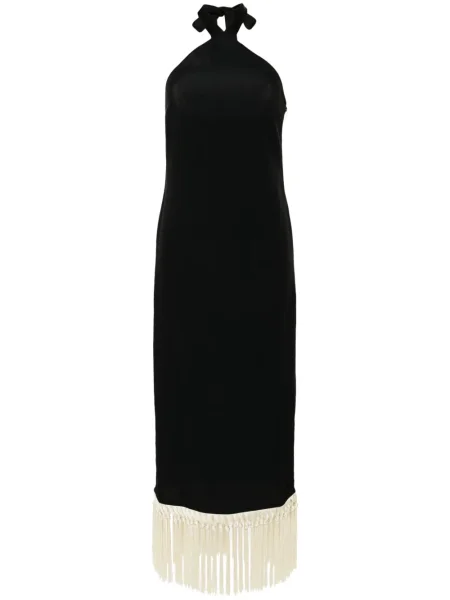 Sukienka midi Taller Marmo do kolan z dekoltem halter garniturowa czarna